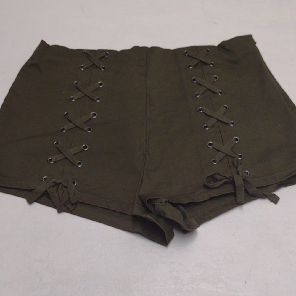 Forever 21 Green High Waist Lace-Up Shorts